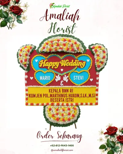 Karangan Papan Bunga Pernikahan di Sambangan
